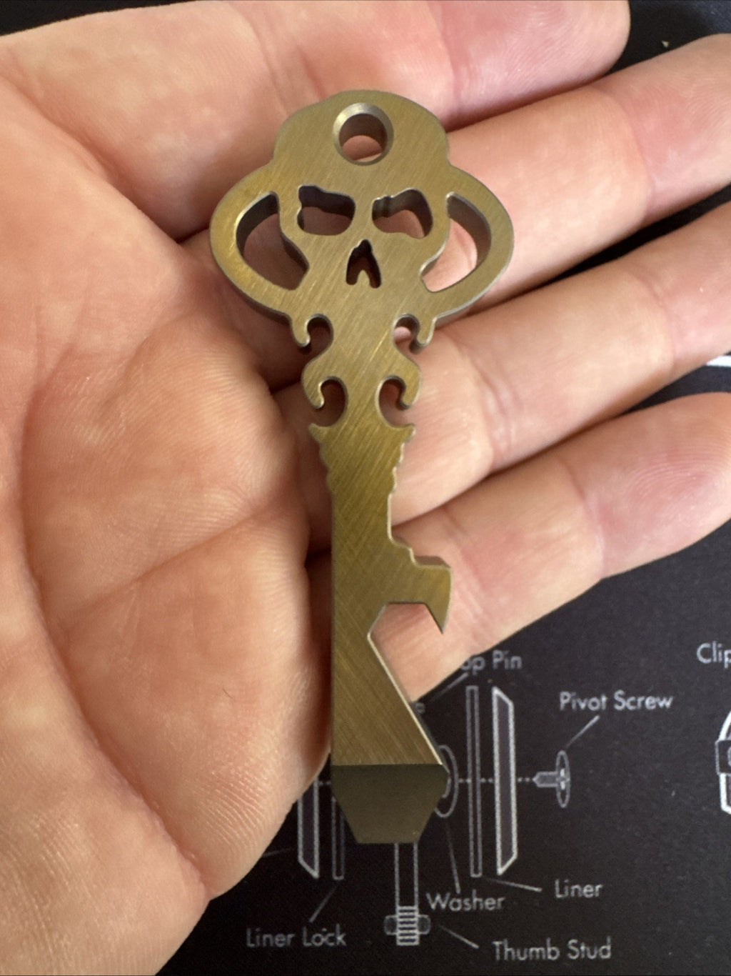 Chaves Knives Titanium Anodized Bronze Color Skeleton Key Prybar  - Brand New!
