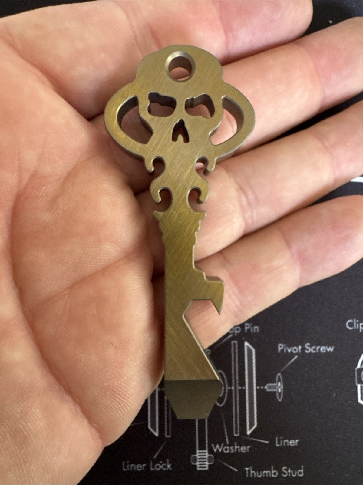 Chaves Knives Titanium Anodized Bronze Color Skeleton Key Prybar  - Brand New!