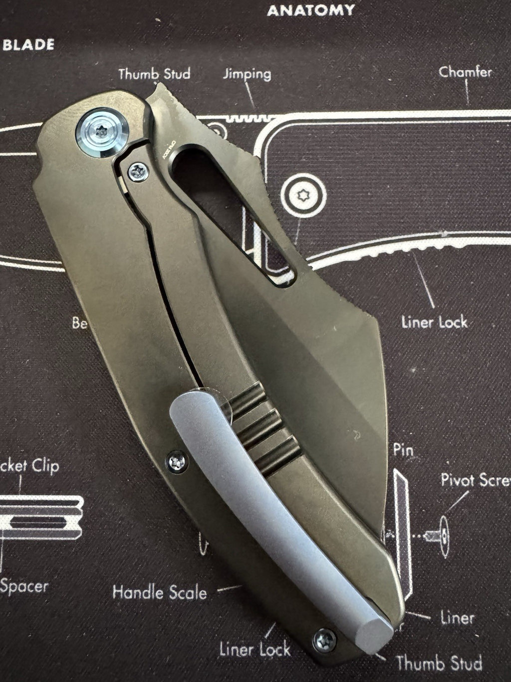 Kubey Sylow - 80s Camo Carbon/DLC Titanium w/ Blue Accents - DLC 20CV