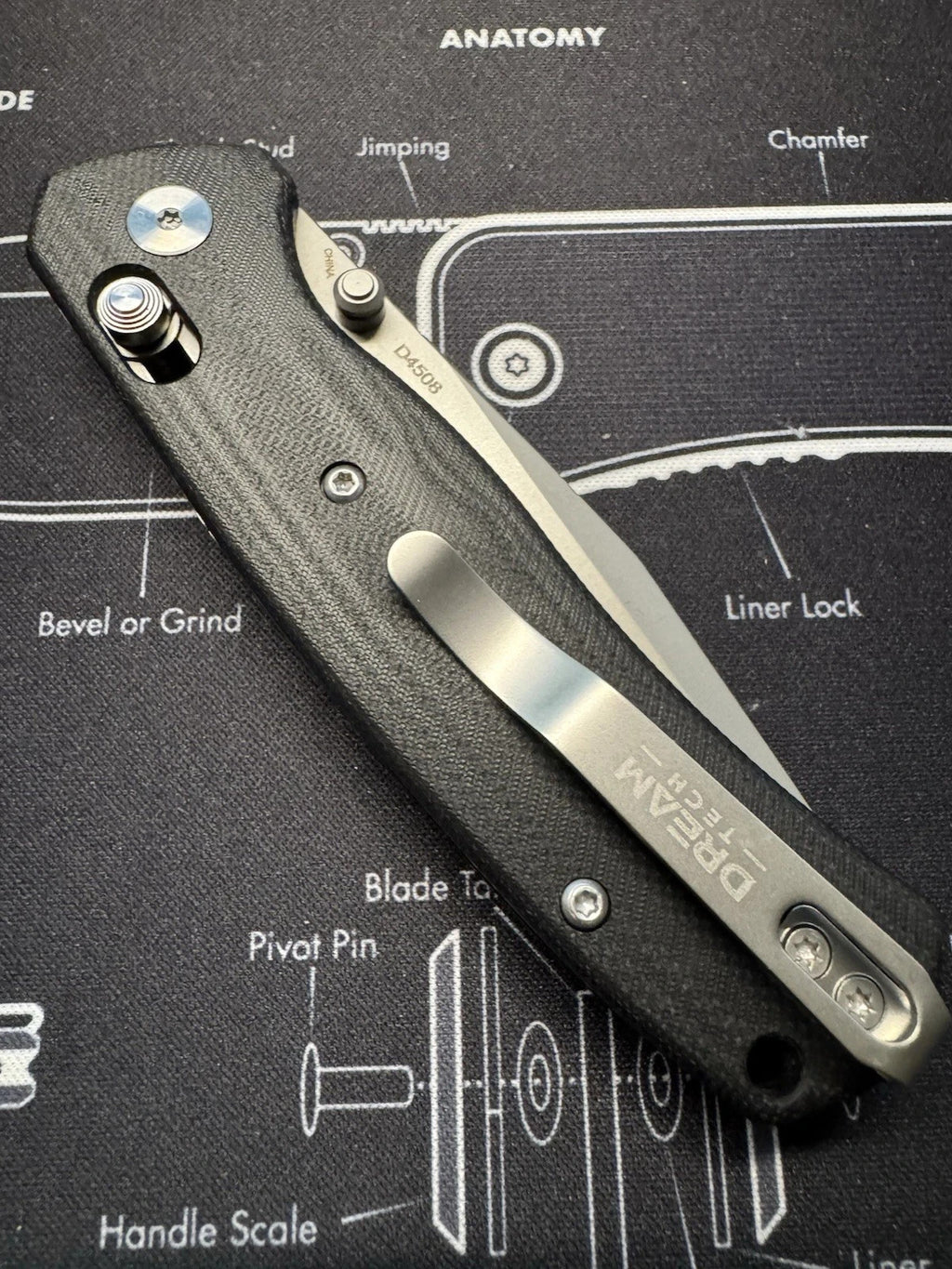 DreamTech D4508GB Pocketknife Black Handle Stainless Steel Blade Ambidextrous