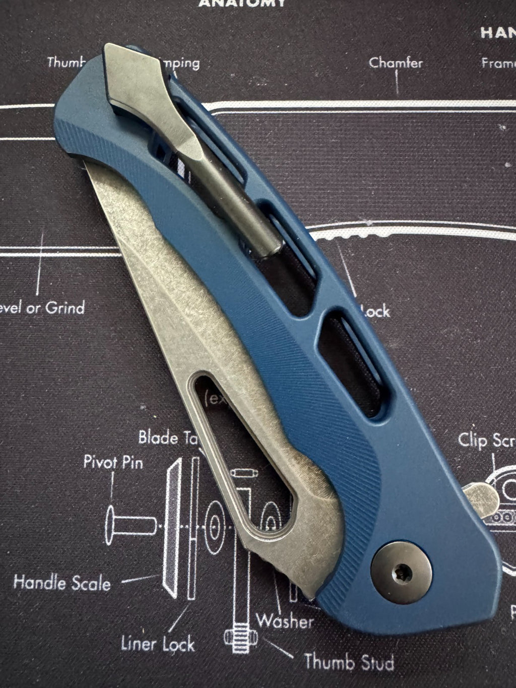 Dead Reckon Knives New Sexy Folding Knife S45VN Navy Blue Aluminum