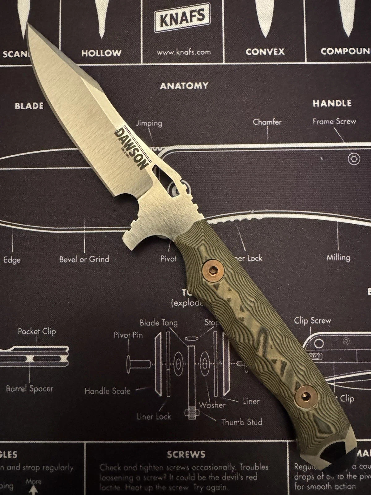 Dawson Knives Smuggler Fixed Knife 3.38" CPM MagnaCut Steel Blade G10 Handle