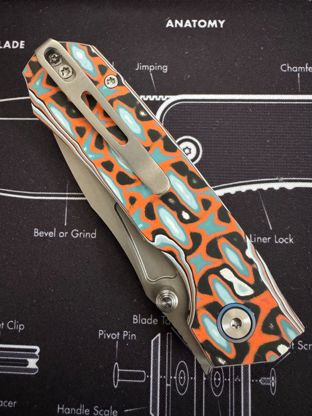 Remette Rhino Manual Folding Knife Vortex Micarta, Button