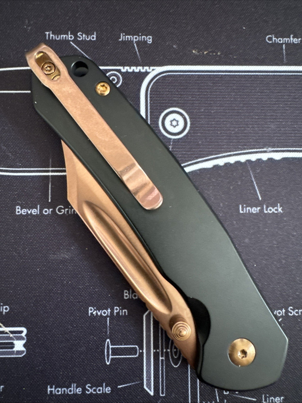 CJRB Bowie Pyrite Folding Knife 3.13" AR-RPM9 Steel Blade Black Stainless Handle