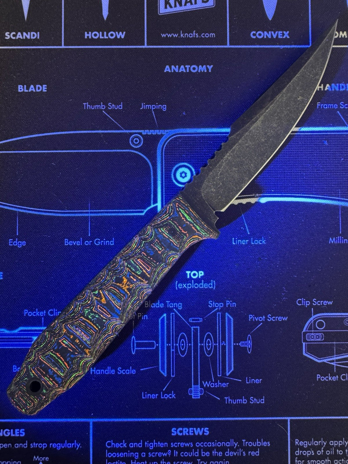Jason Knight Mini Coffin Bowie 80’s Camo Carbon / Sheath Signed By Jason Knight
