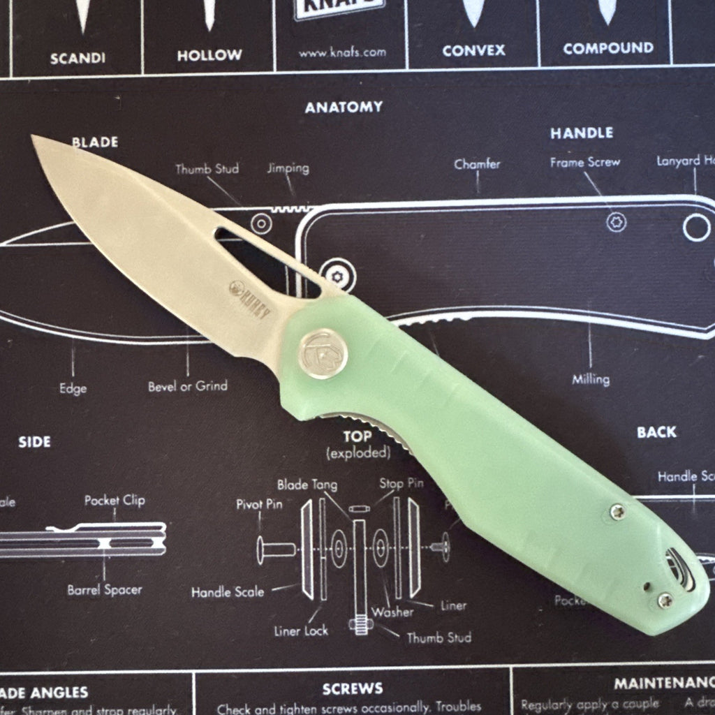 Kubey Doris Liner Lock Front Folding Knife Jade G10 Handle Satin Finish - KU324F