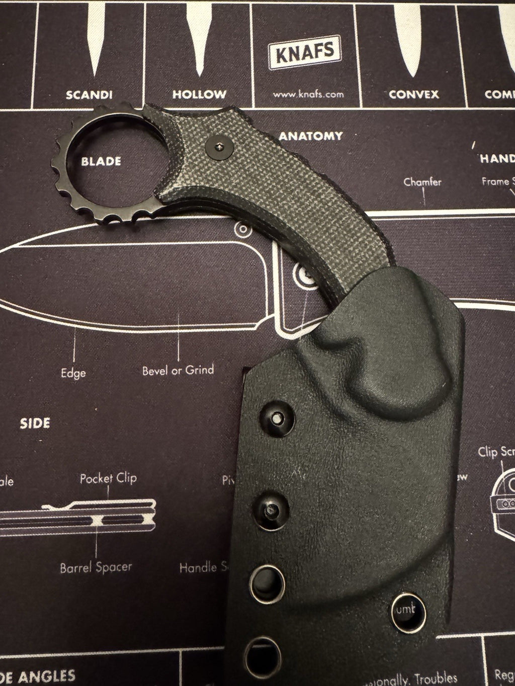 Vosteed Karambit Dirty Girl Fixed Blade Black 1.88" 14C28N Micarta Folding Knife