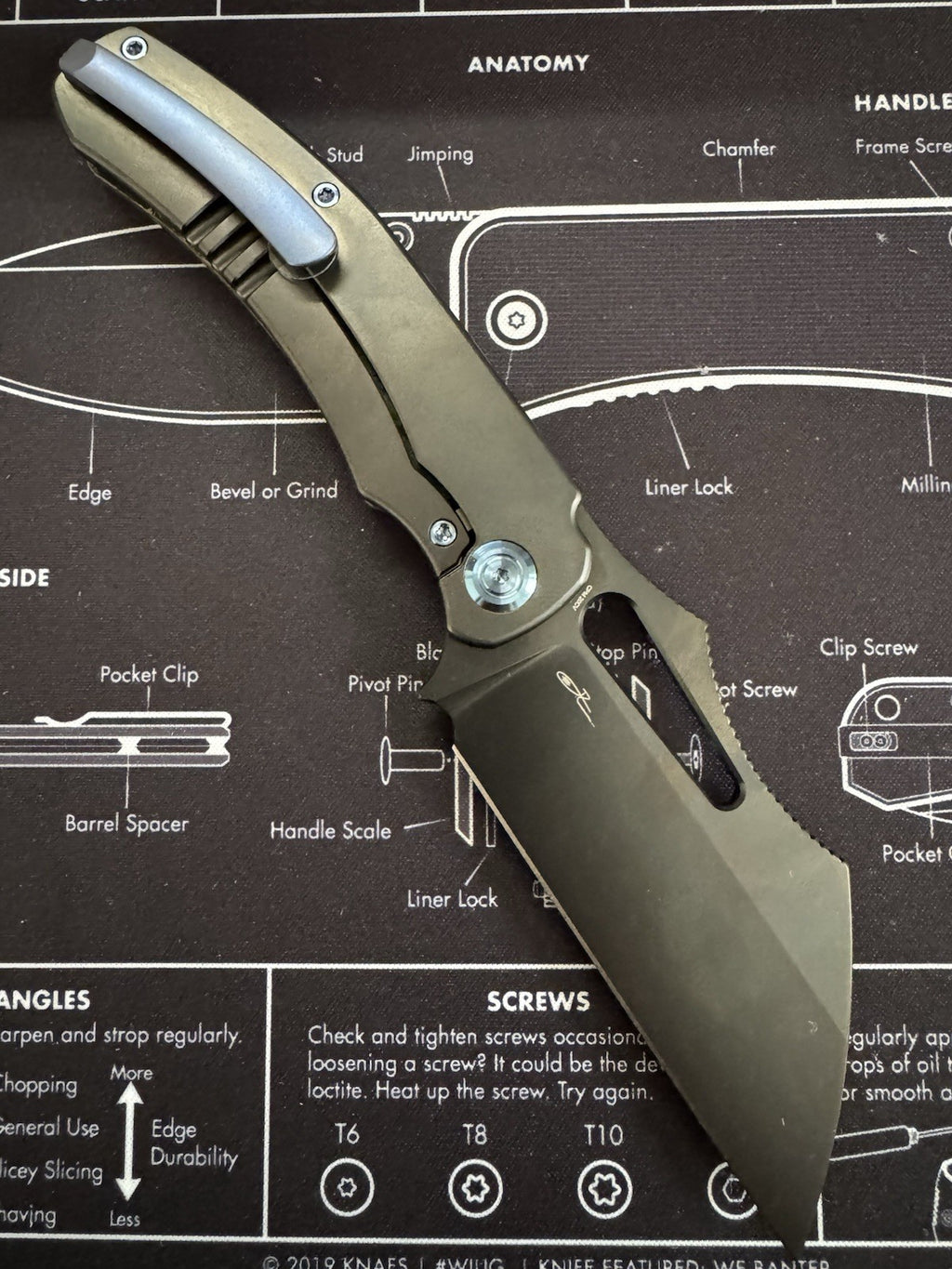 Kubey Sylow - 80s Camo Carbon/DLC Titanium w/ Blue Accents - DLC 20CV