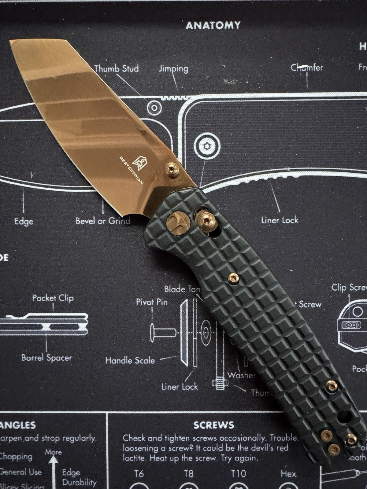 Cicada's Wing Bar Lock Knife Frag Pattern Black Stainless 10CR15MOV Copper Blade