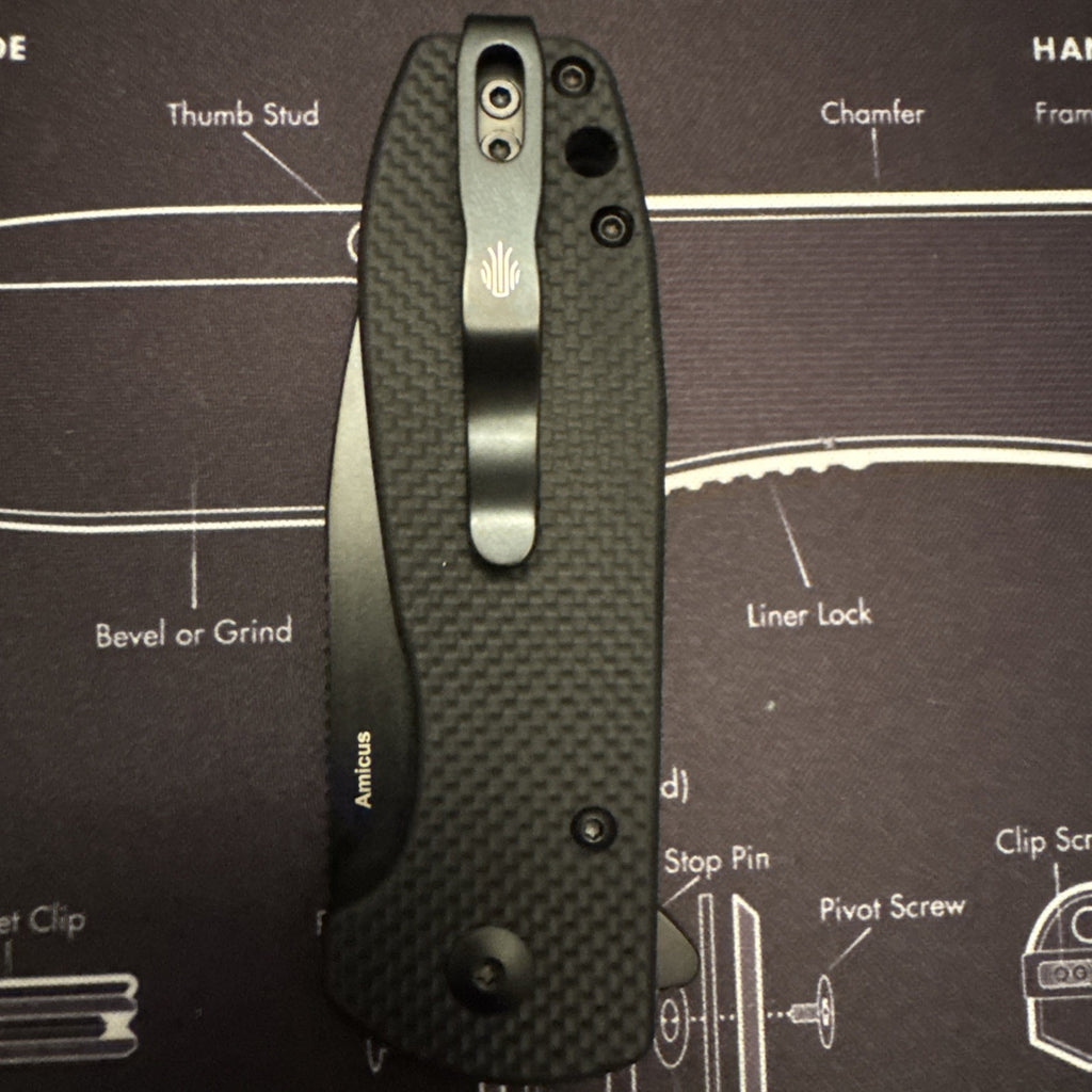 Kizer Amicus EDC Black G-10 Handle Black 9Cr18MoV Blade Bonus Lanyard