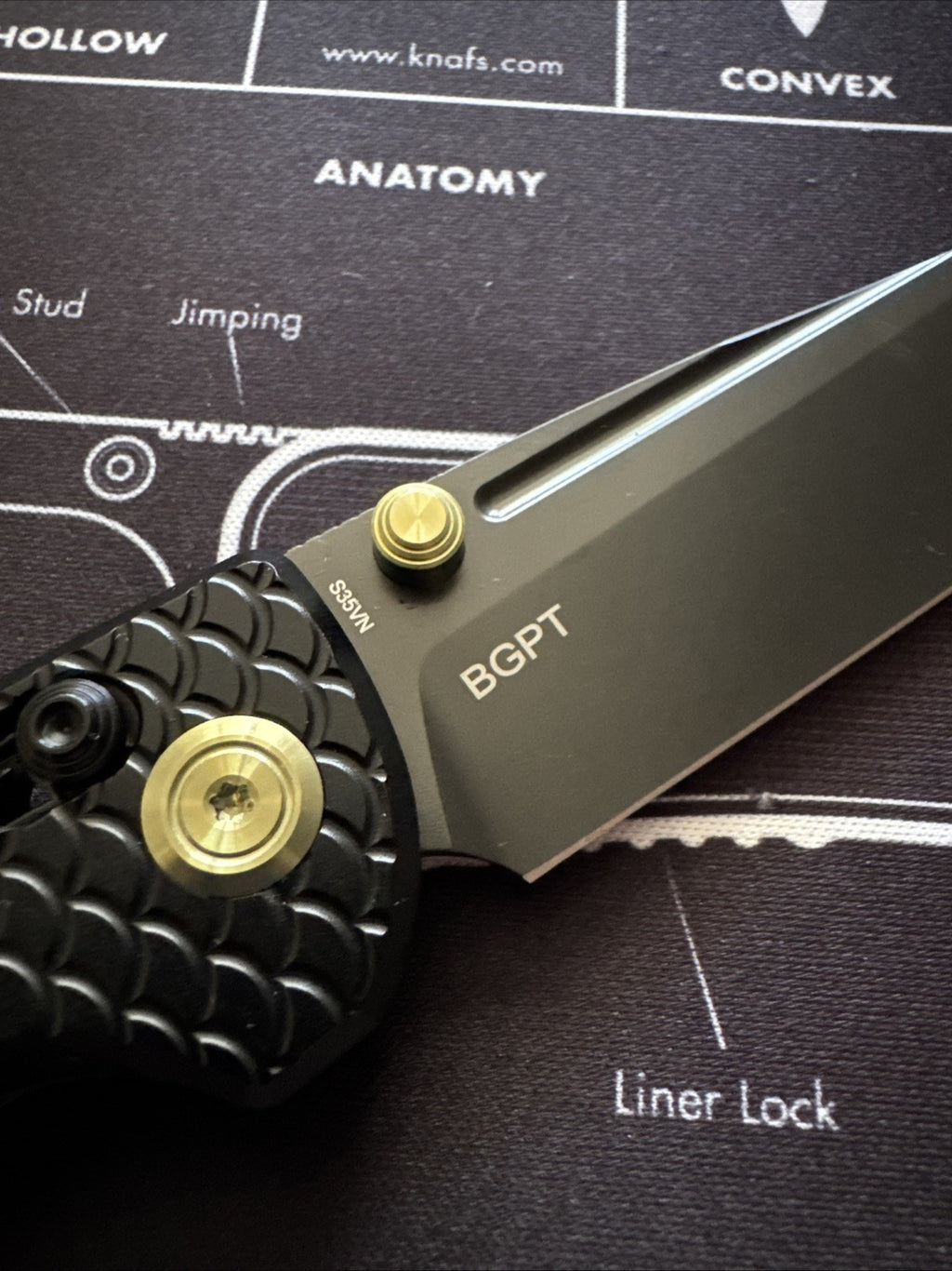 Kubey Bluff Folding Knife 3" S35VN Steel Blade Black 6AL4V Steel Titanium Handle