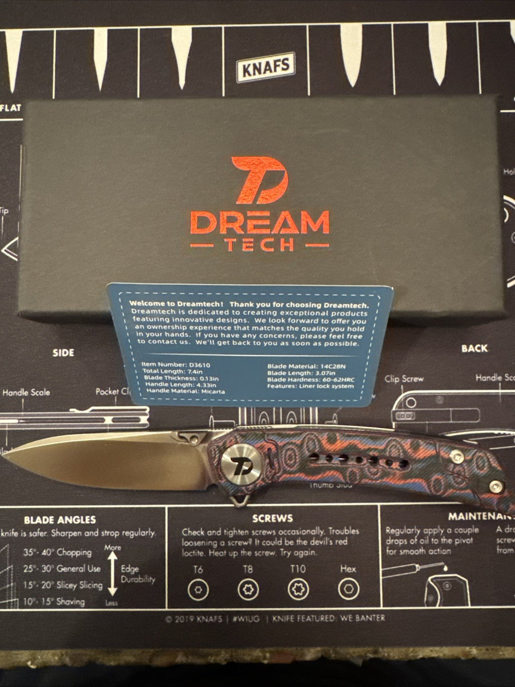 Dreamtech Micarta Handle, 14C28N Blade, Model: d3610MR (spiderman)