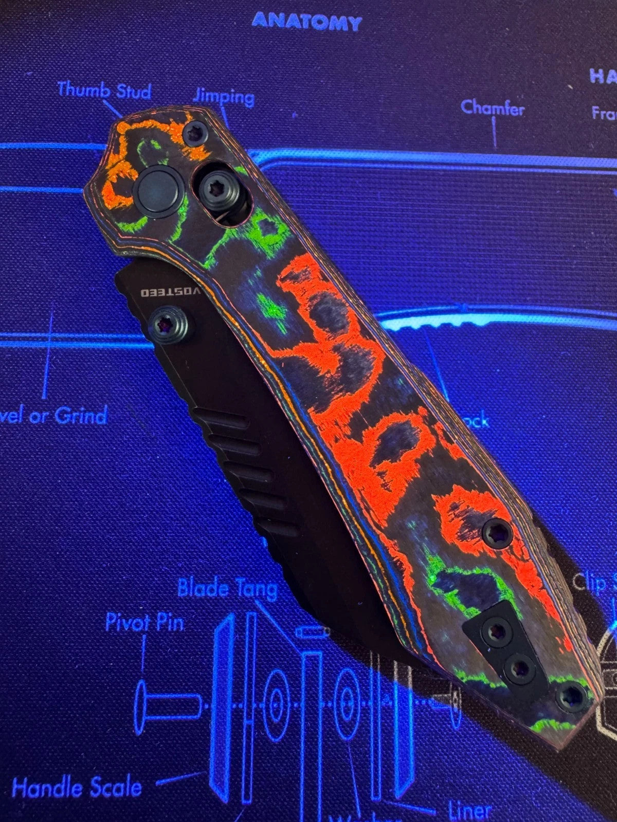 Vosteed Mini RSKAOS 80s Camo Carbon M390 BROP Br-op Exclusive Teeth!