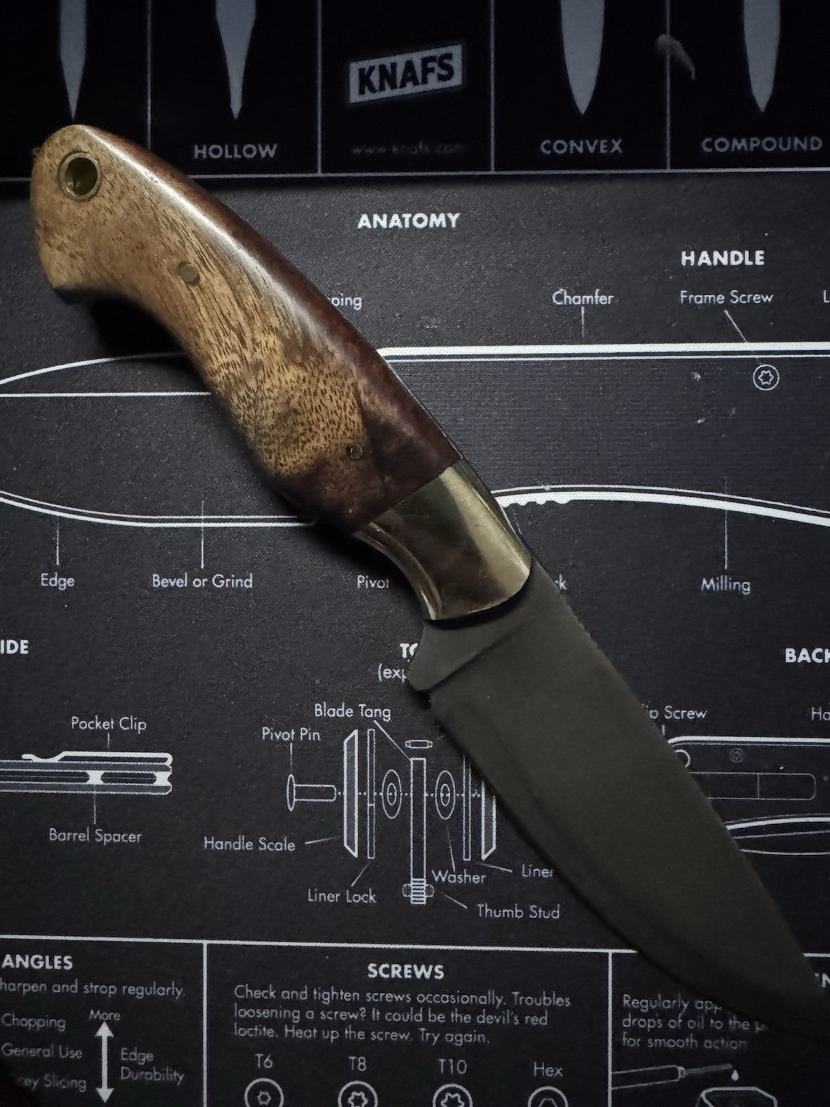 970 Bladeworks Handmade Hand Forged Hunting Knife Wood Handle w/ Sheath