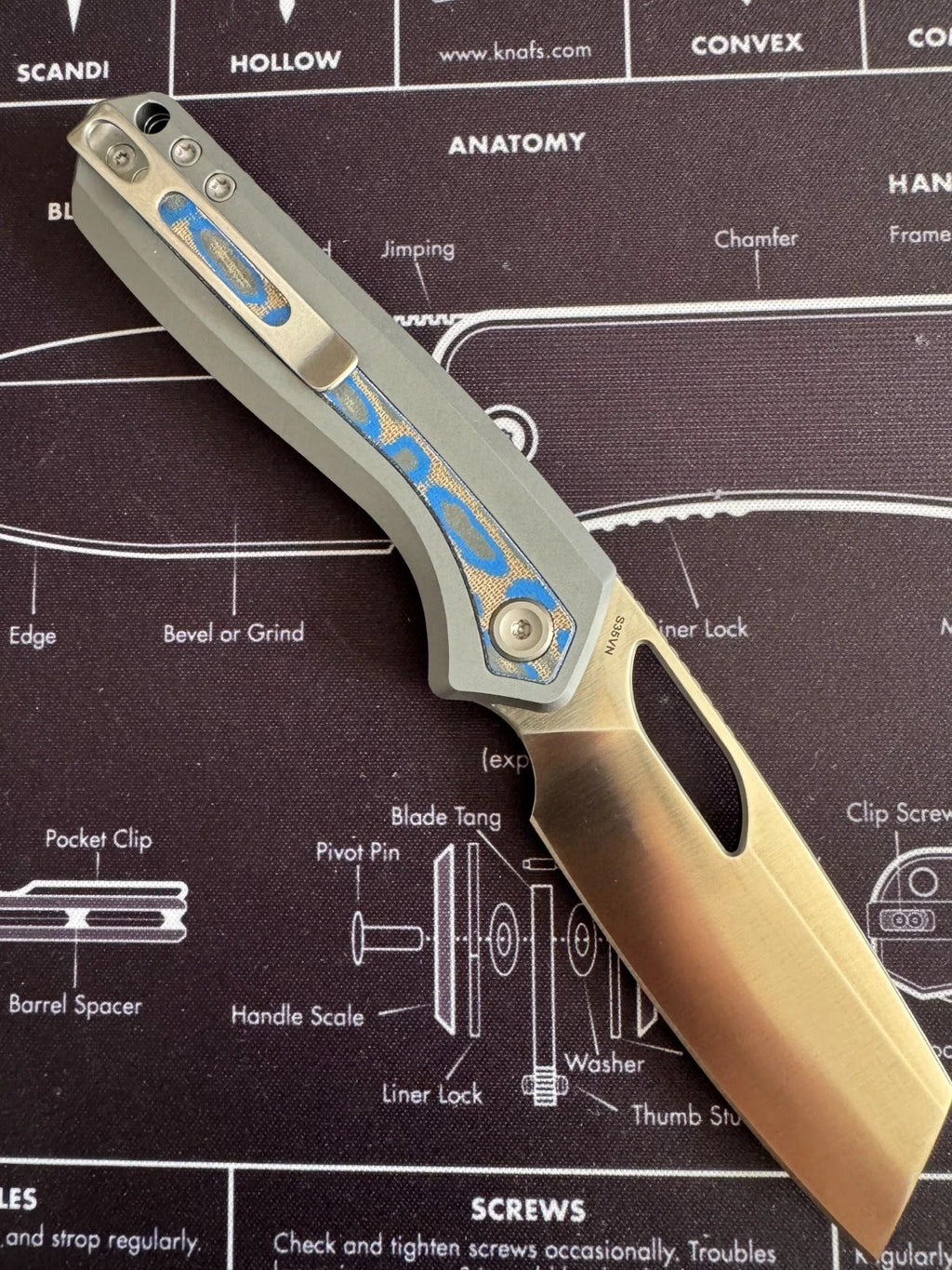 Vosteed Kroc S35VN Blade with Aluminum and Ocean Micarta Handle