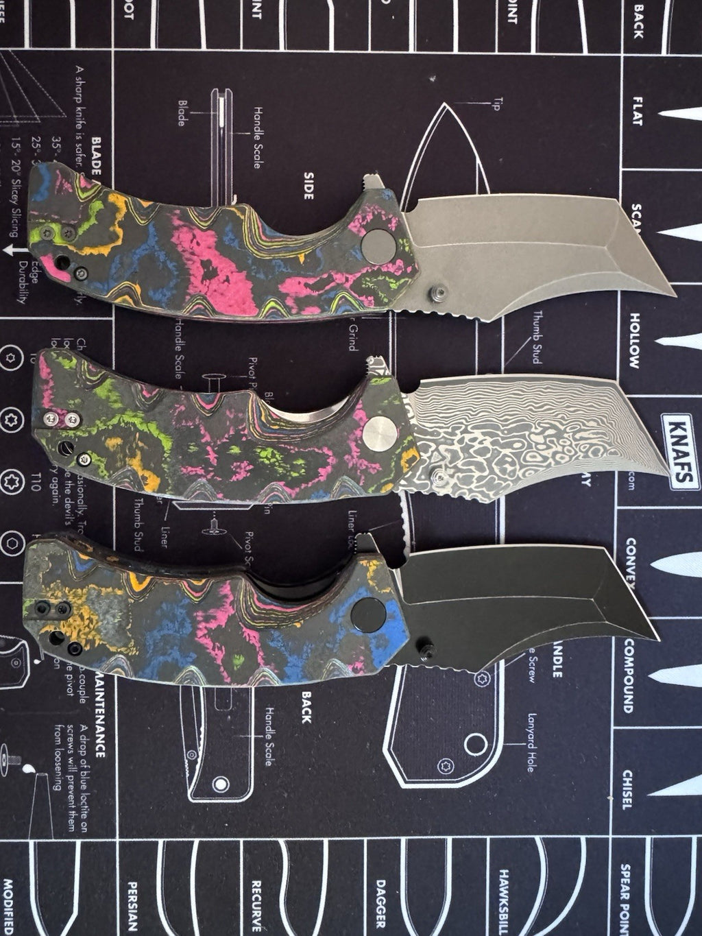 Ground Zero Set Of 3 Knives -  80s Camo Carbon