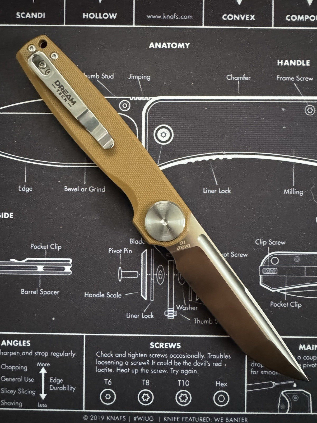 RARE Color - Shot Show Dreamtech Prototype / Sample Brown G10 / D2 Blade - D4002