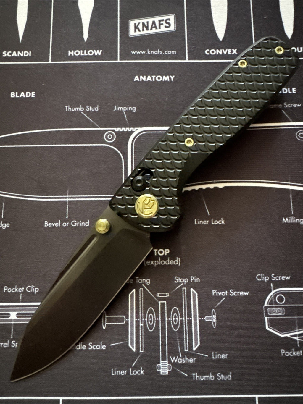Kubey Bluff Folding Knife 3" S35VN Steel Blade Black 6AL4V Steel Titanium Handle