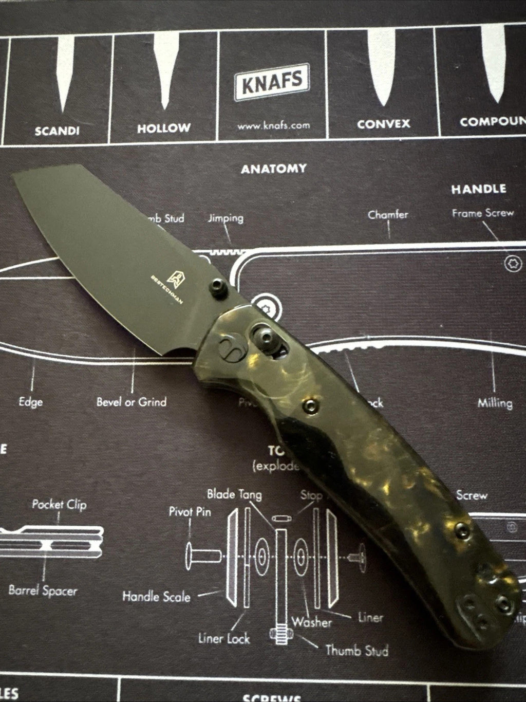 Bestechman Cicada's Wing Crossbar Lock Knife Brown Resin (3.15" Black)