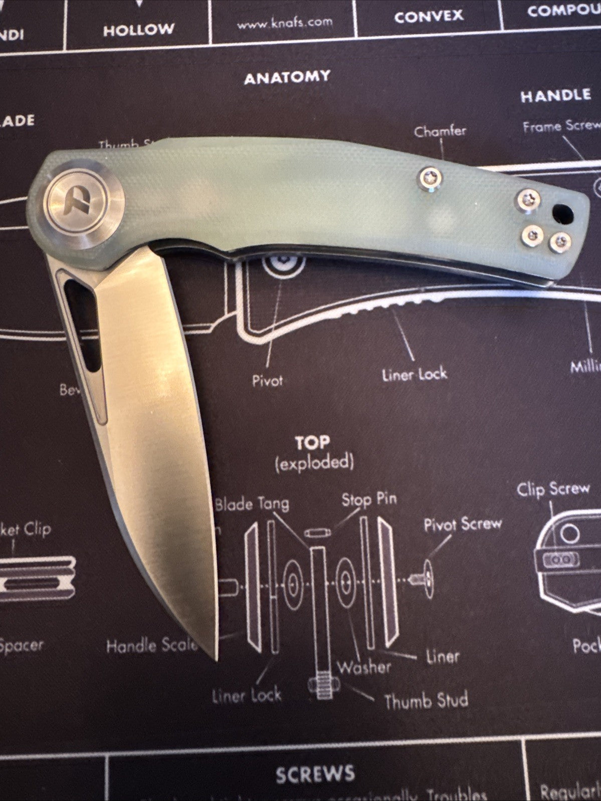 Dreamtech Button Lock, D4130GJ, G10 Handle, D2 blade, Jade