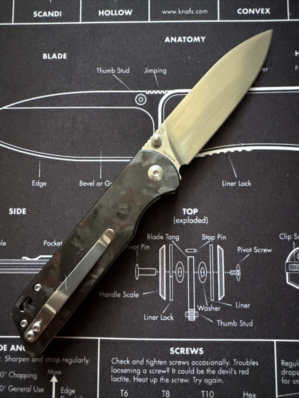 QSP Parrot V2 Liner Lock Knife Red Shred CF + G-10 (3.25" Satin)