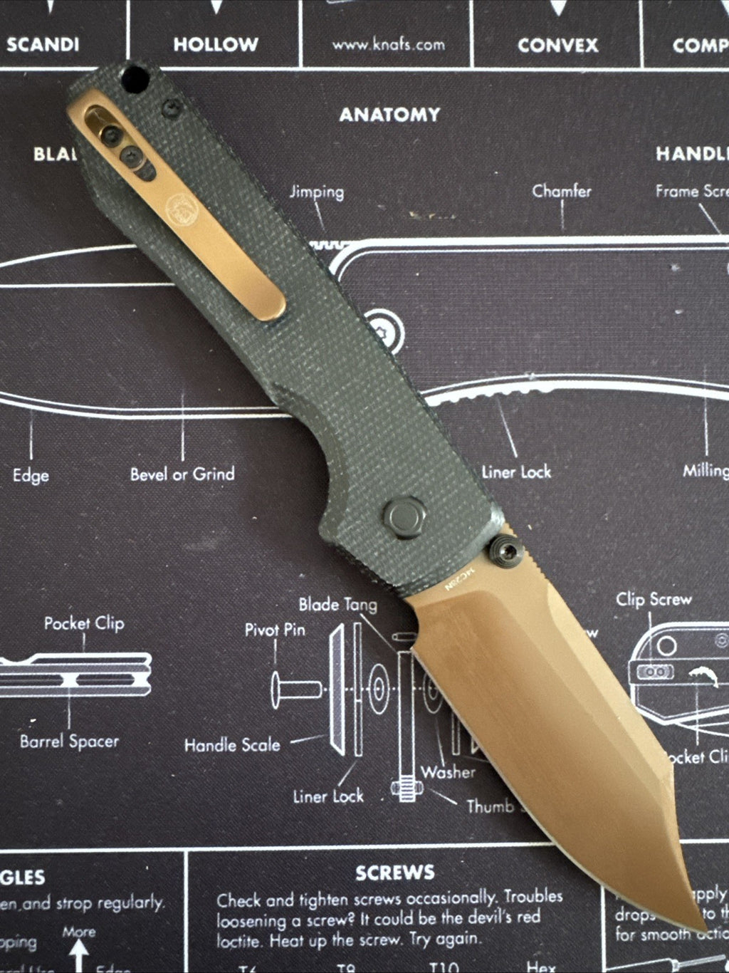 Vosteed Raccoon 2.0 Copper Dune Black Micarta Handle Folding Knife