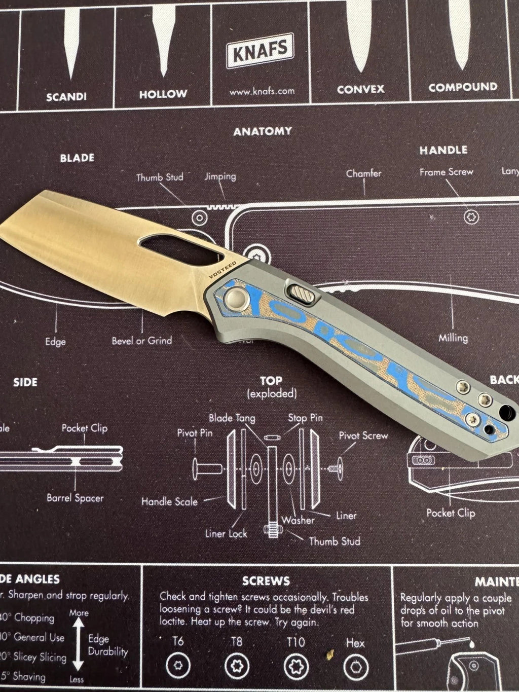 Vosteed Kroc S35VN Blade with Aluminum and Ocean Micarta Handle