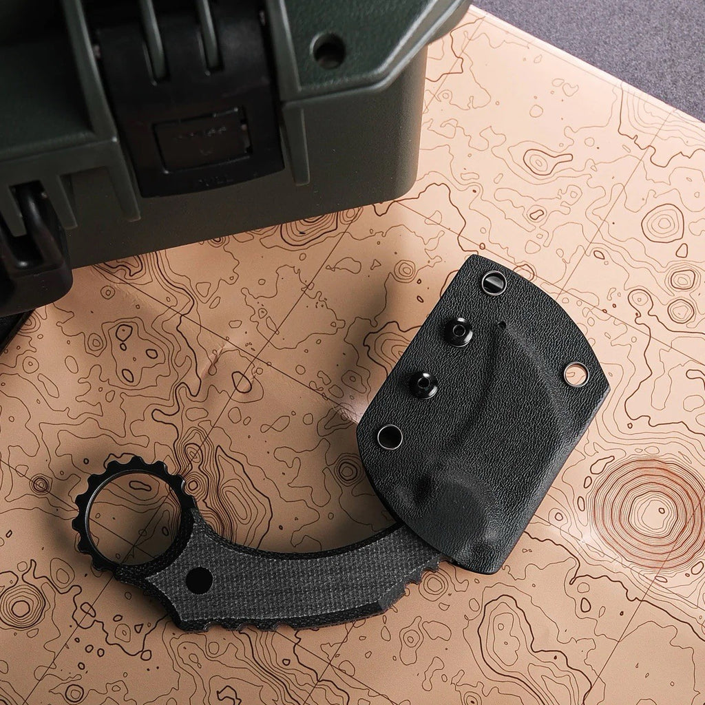 Vosteed Karambit Dirty Girl Fixed Blade Black 1.88" 14C28N Micarta Folding Knife