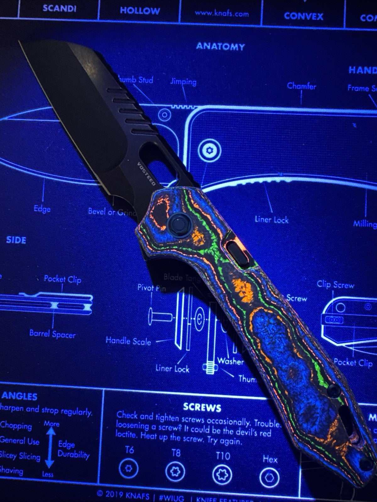 Vosteed RSKAOS EDC Blade BR OP Exclusive- 80s Camo Carbon Handle M390 Blade  NIB