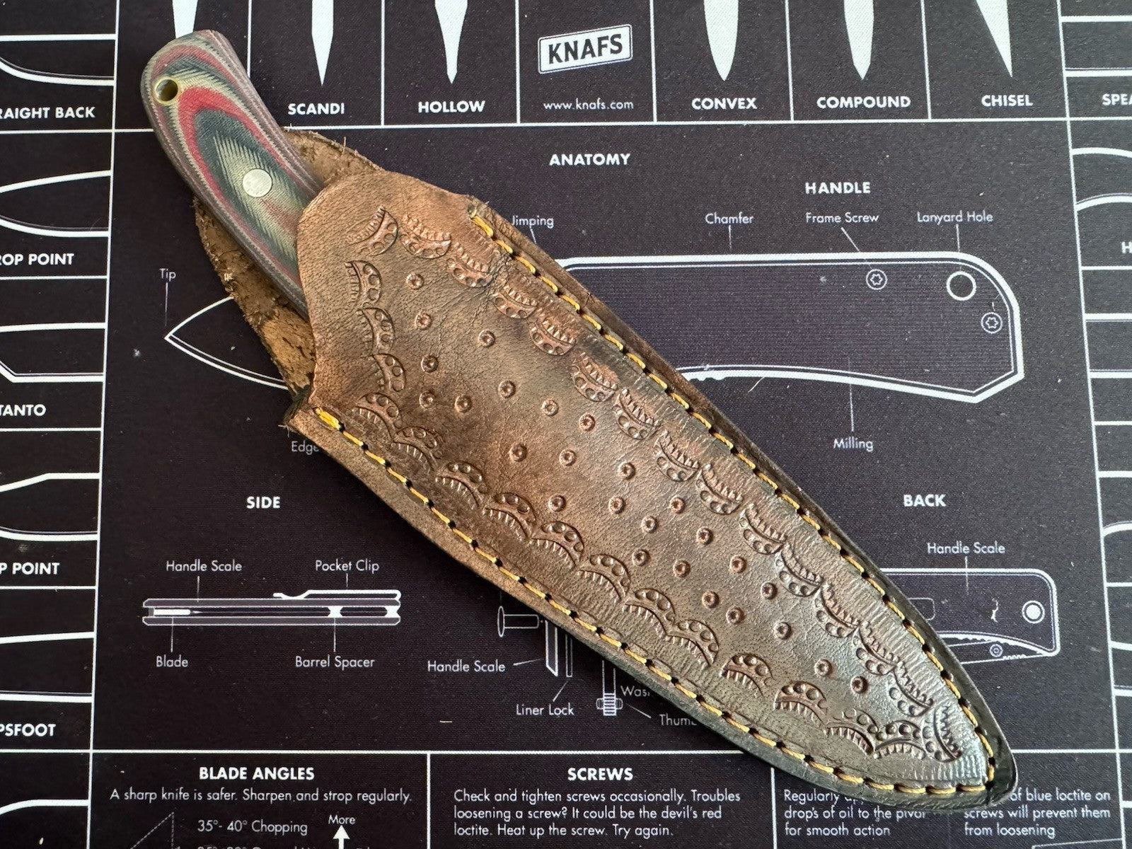 Gift-Ready 8.8" Damascus / Steel Knife Full Tang Hunt it Hunt + Leather Sheath