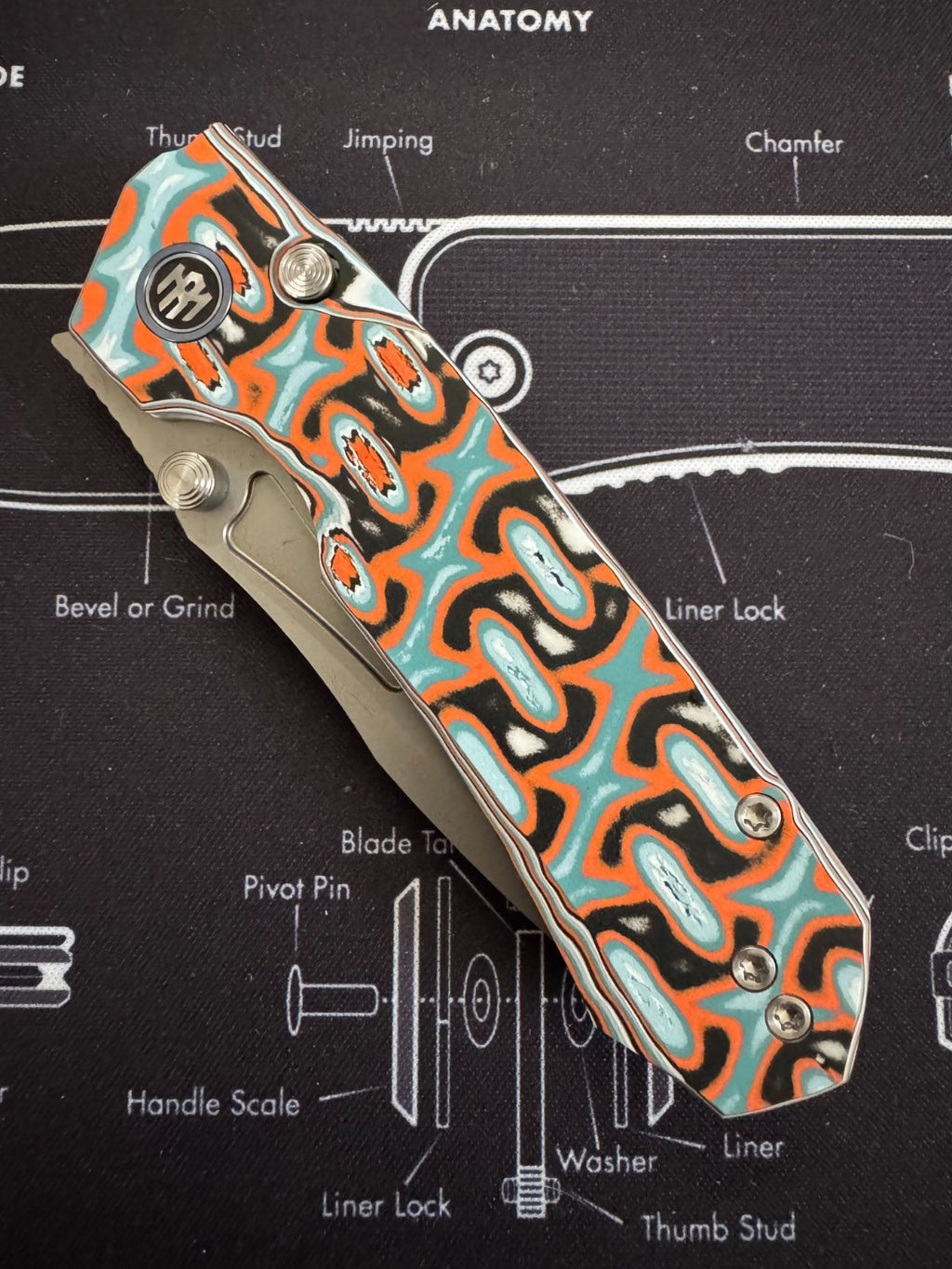 Remette Rhino Manual Folding Knife Vortex Micarta, Button