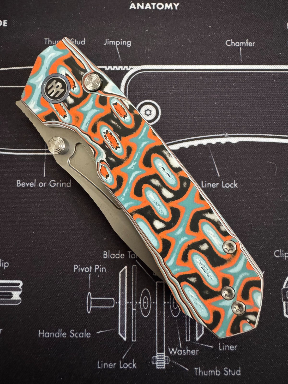 Remette Rhino Manual Folding Knife Vortex Micarta, Button