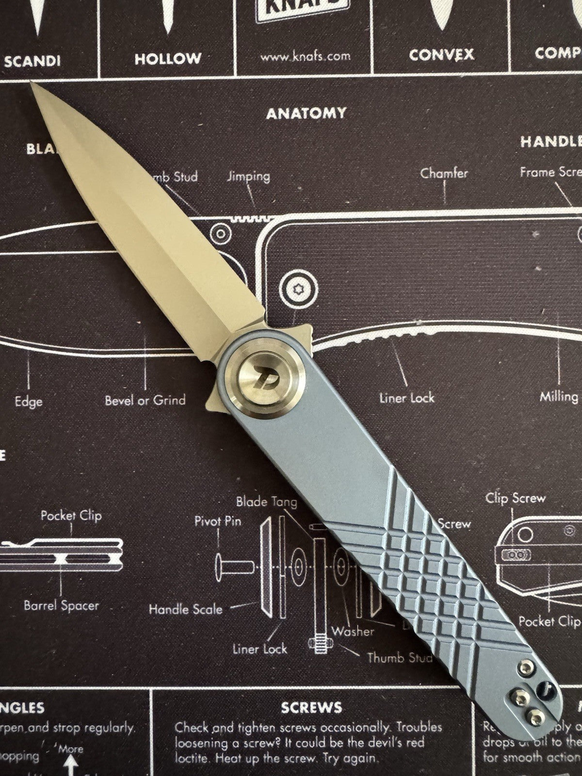 Shot Show Prototype / demo Dreamtech Blue Titanium, 14c28n Blade, Dagger,