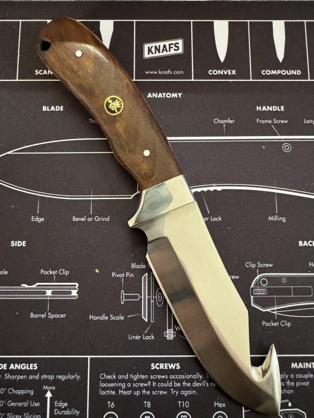 USA MADE Fixed blade - Stainless Polished Blade - Wood Handle 970 Bladeworks