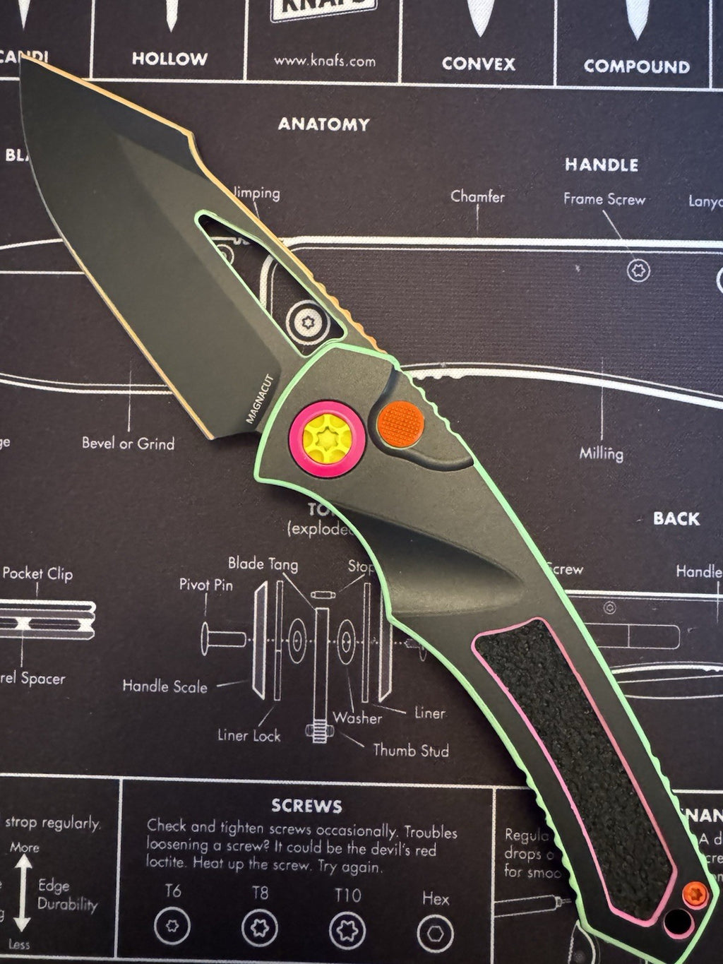 #43 Neon Cel Shading Heretic Pariah Manual Knife with Magnacut steel & DLC 80s