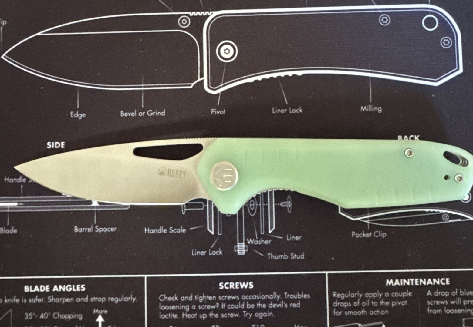 Kubey Doris Liner Lock Front Folding Knife Jade G10 Handle Satin Finish - KU324F