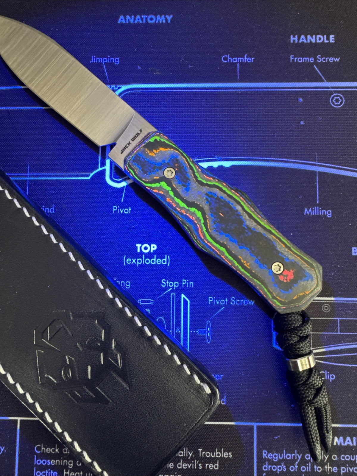 TVC7639 Jack Wolf Knives Vampire Camo Carbon 3" Fixed EDC Knife