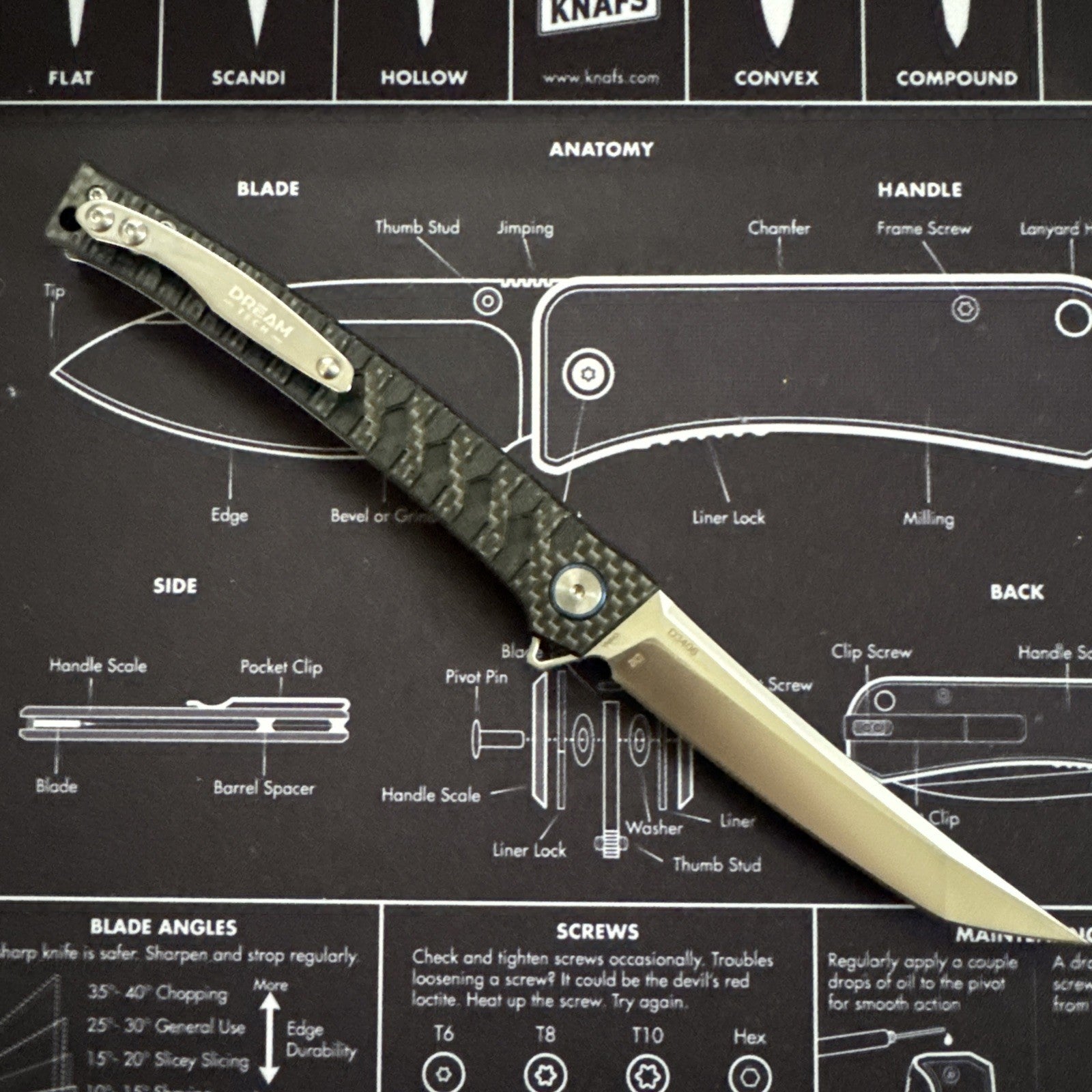 Dreamtech Carbon Fiber Handle, D2 Steel, Model: D3406