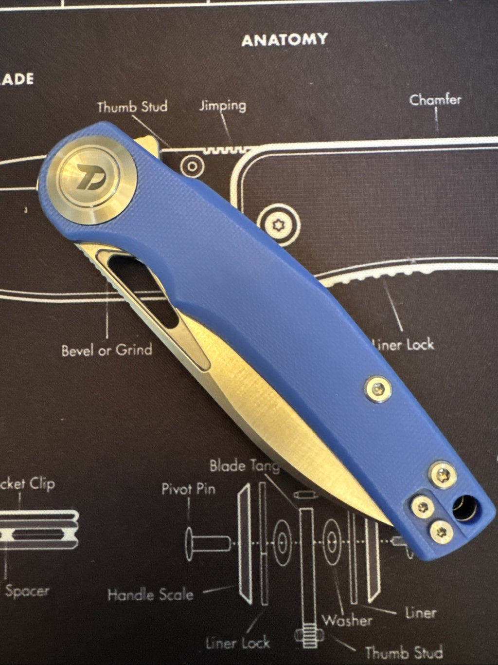 Dreamtech Button Lock, BLUE G10, D2 Steel, Model D4130BL