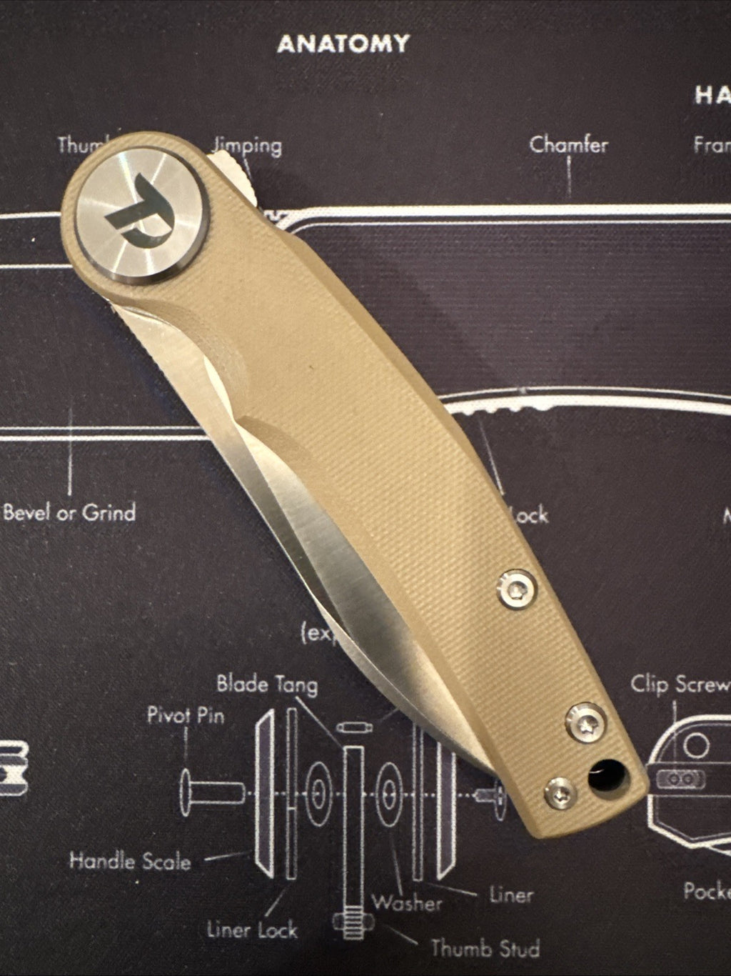 Dreamtech D2 Blade, G10 Handle, Model D3618GD, Tan