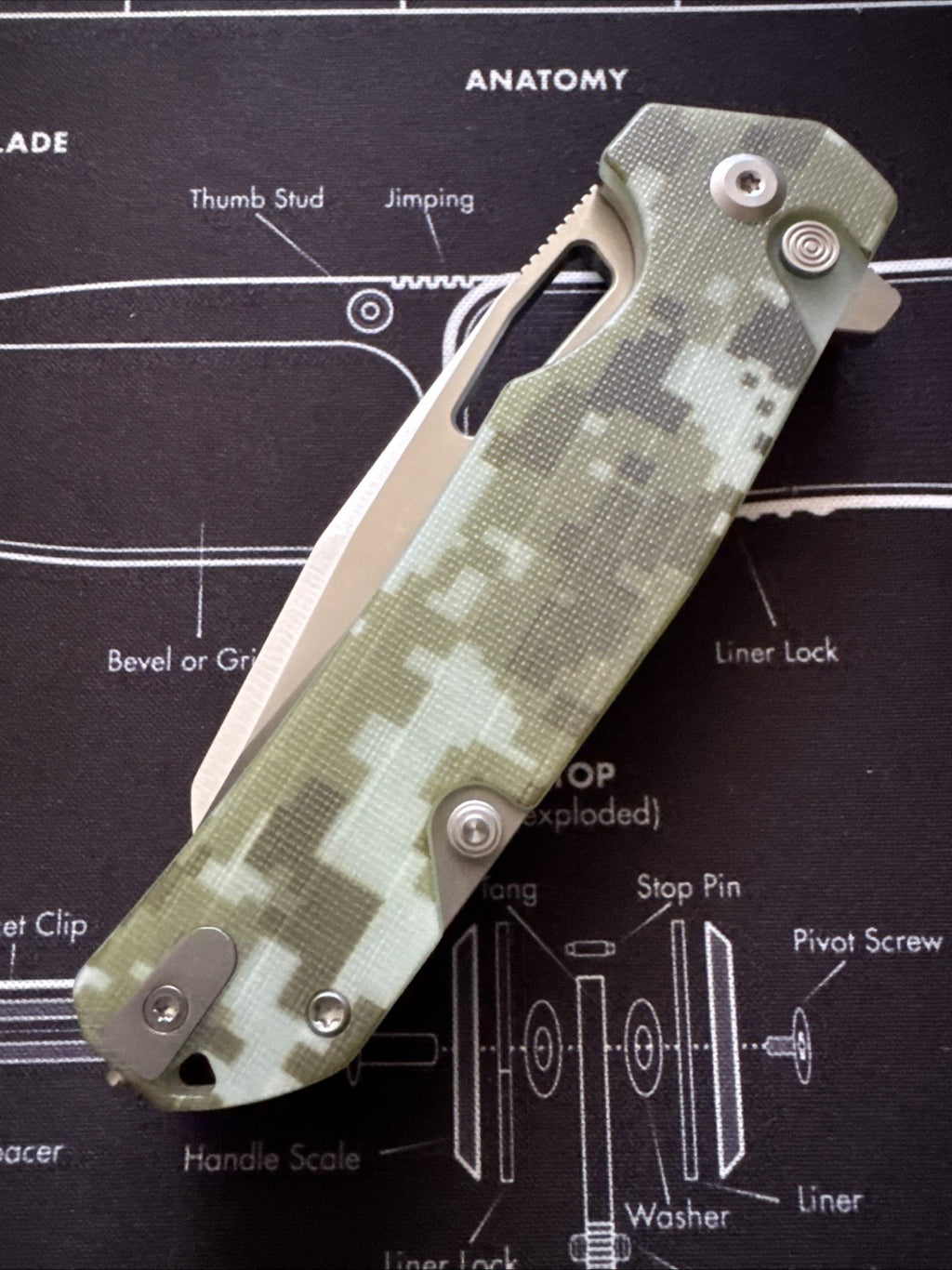 Kubey RDF Button Lock Folding Knife Camo G10 Handle AUS-10 Spear Point KU316C