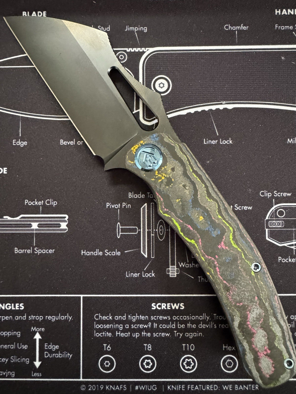 Kubey Sylow - 80s Camo Carbon/DLC Titanium w/ Blue Accents - DLC 20CV