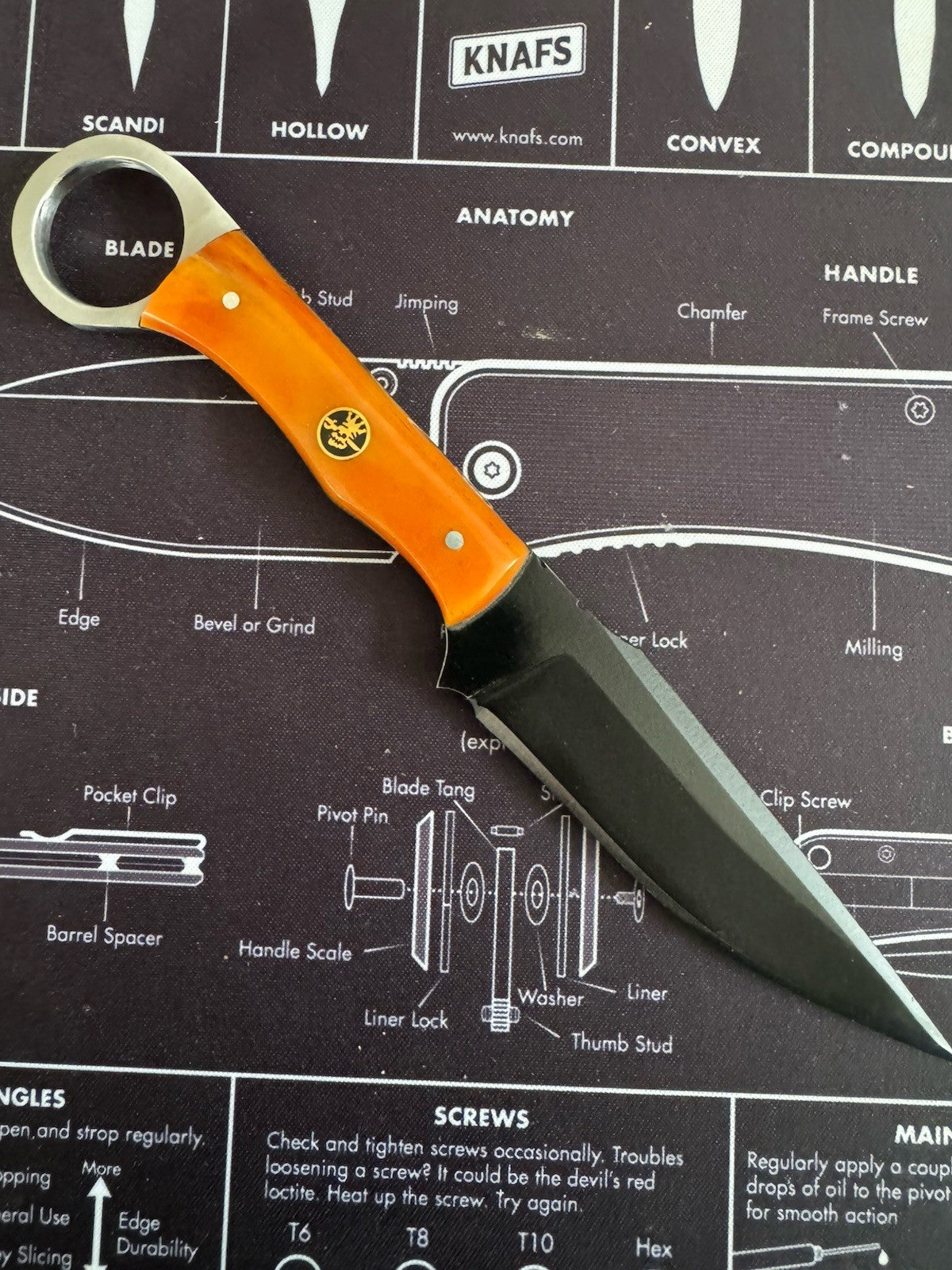 970 Blade Works Bone Handle, Coated blade Black