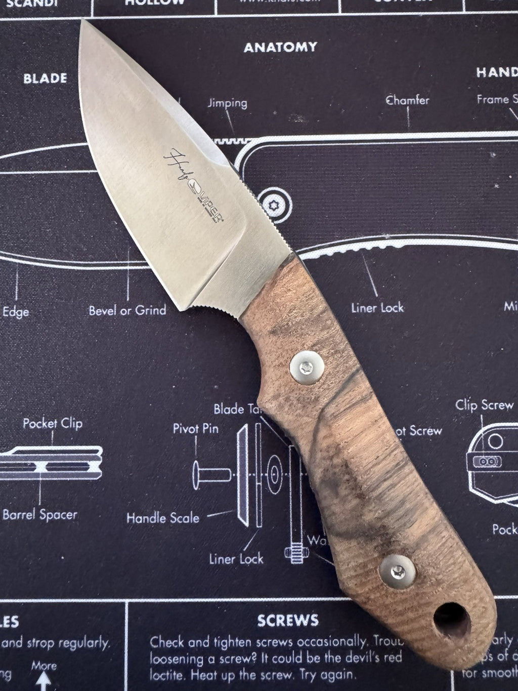 Viper Knives Handy Fixed Blade Knife Wood (3.4" Satin) VT4038NO