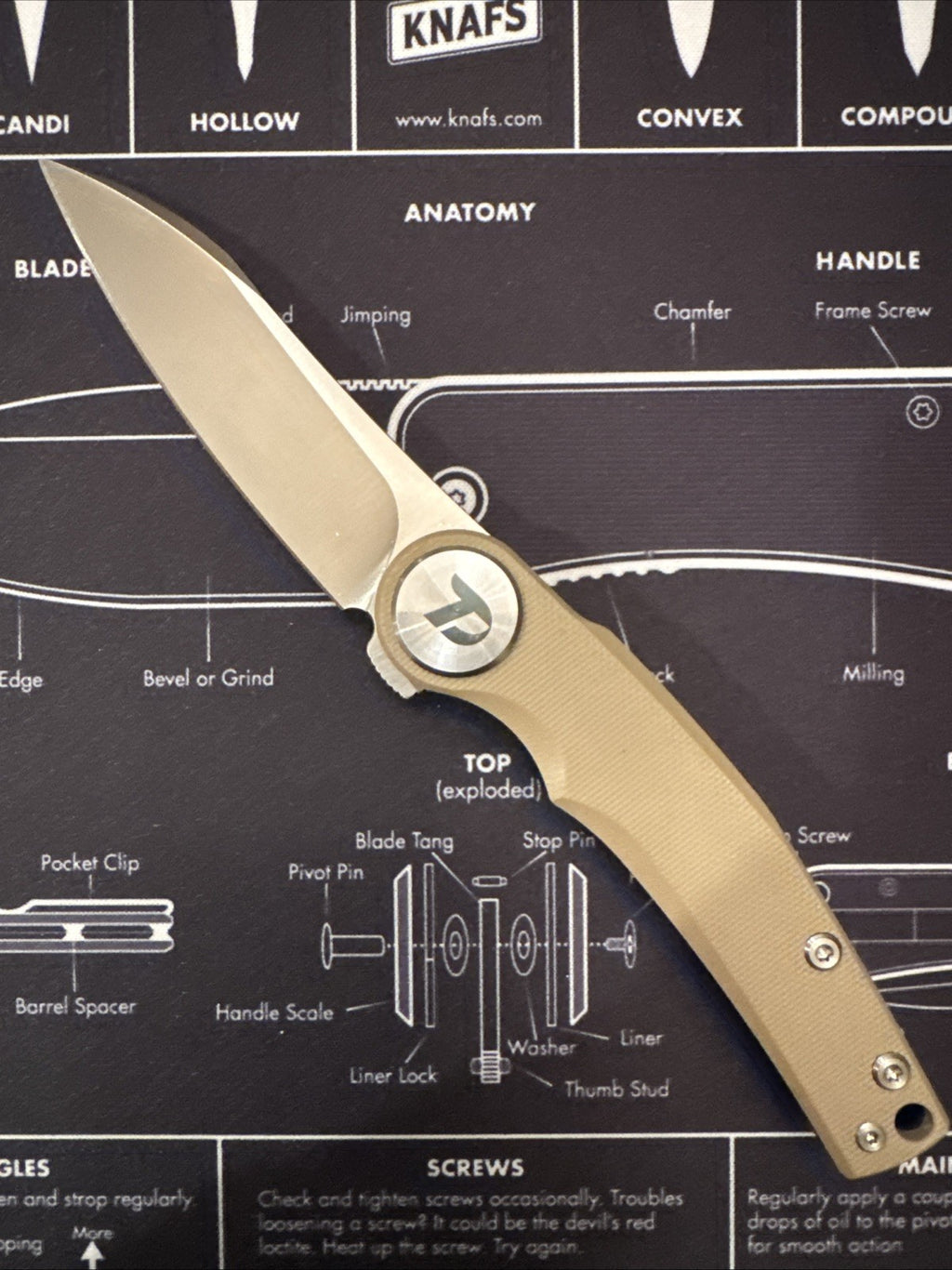 Dreamtech D2 Blade, G10 Handle, Model D3618GD, Tan