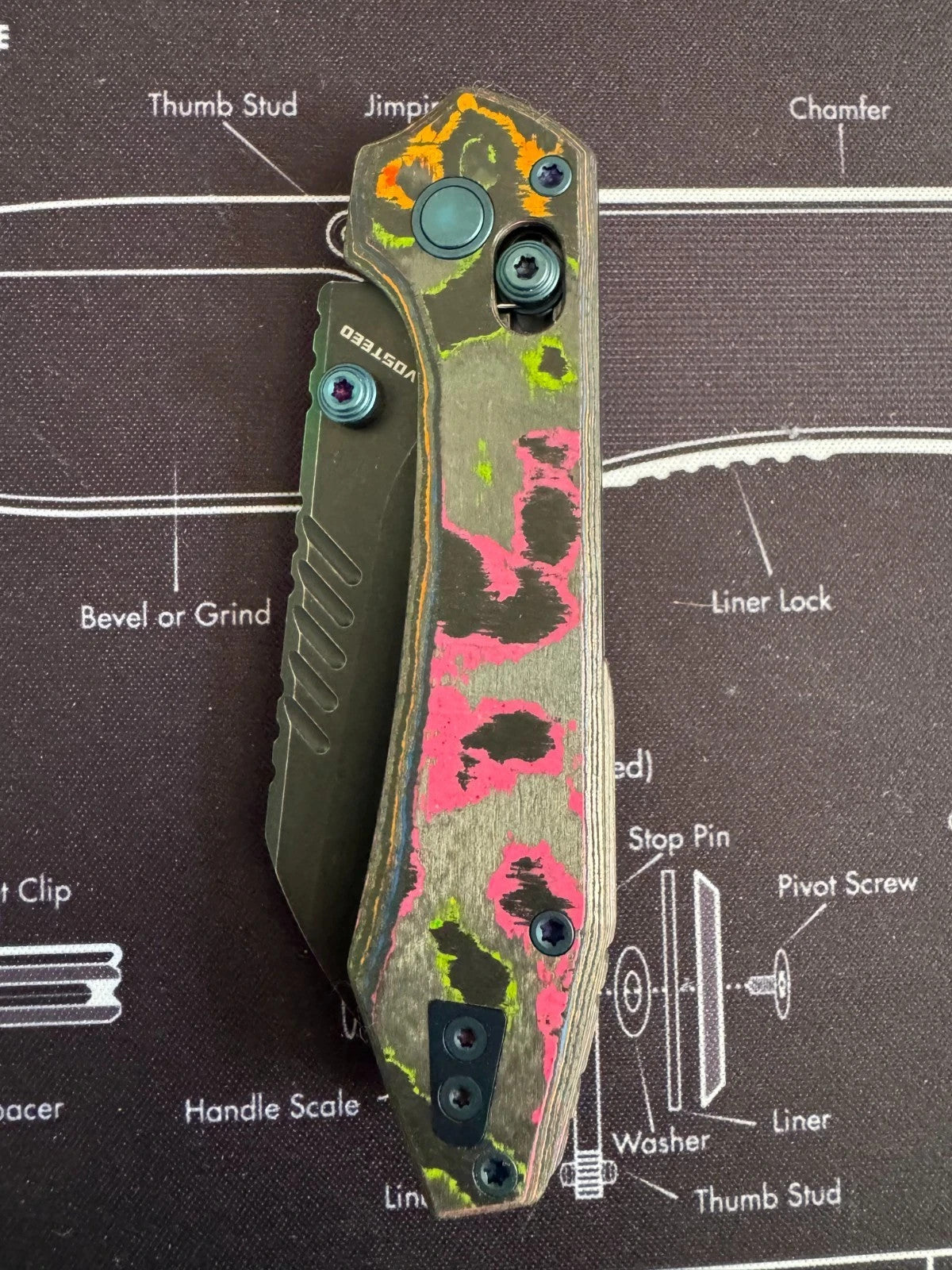 Vosteed Mini RSKAOS 80s Camo Carbon M390 BROP Br-op Exclusive Teeth!