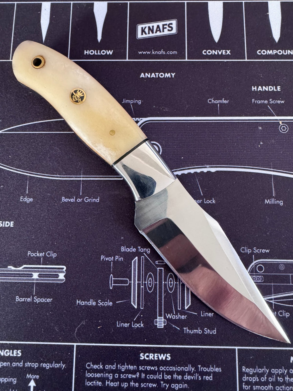 970 BladeWorks Handmade Hand Forged Hunting Knife Bone Handle w/ Cross Sheath