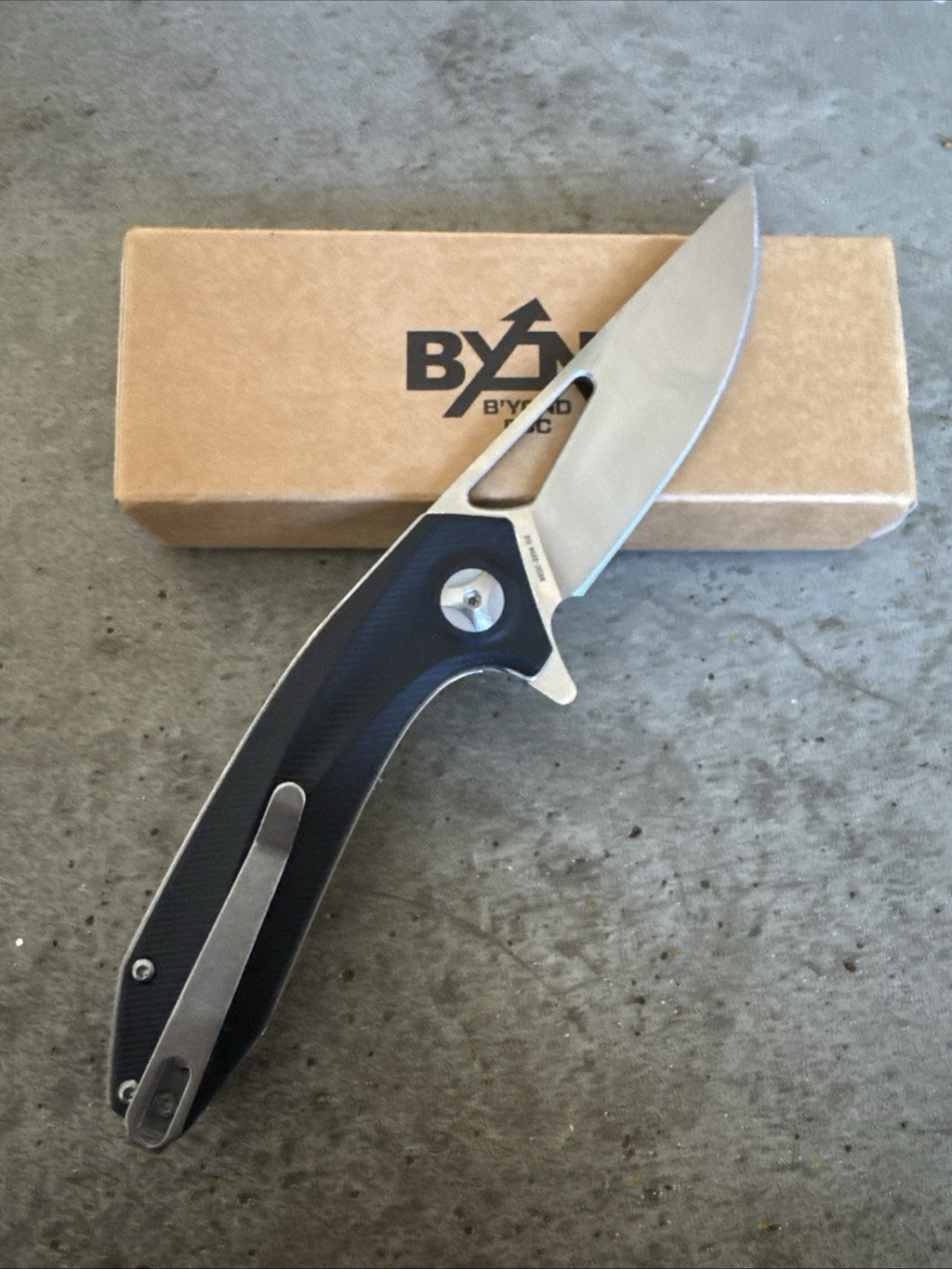 Beyond EDC Sirocco Folding Knife 3.25" D2 Tool Steel Blade Black G10 Handle