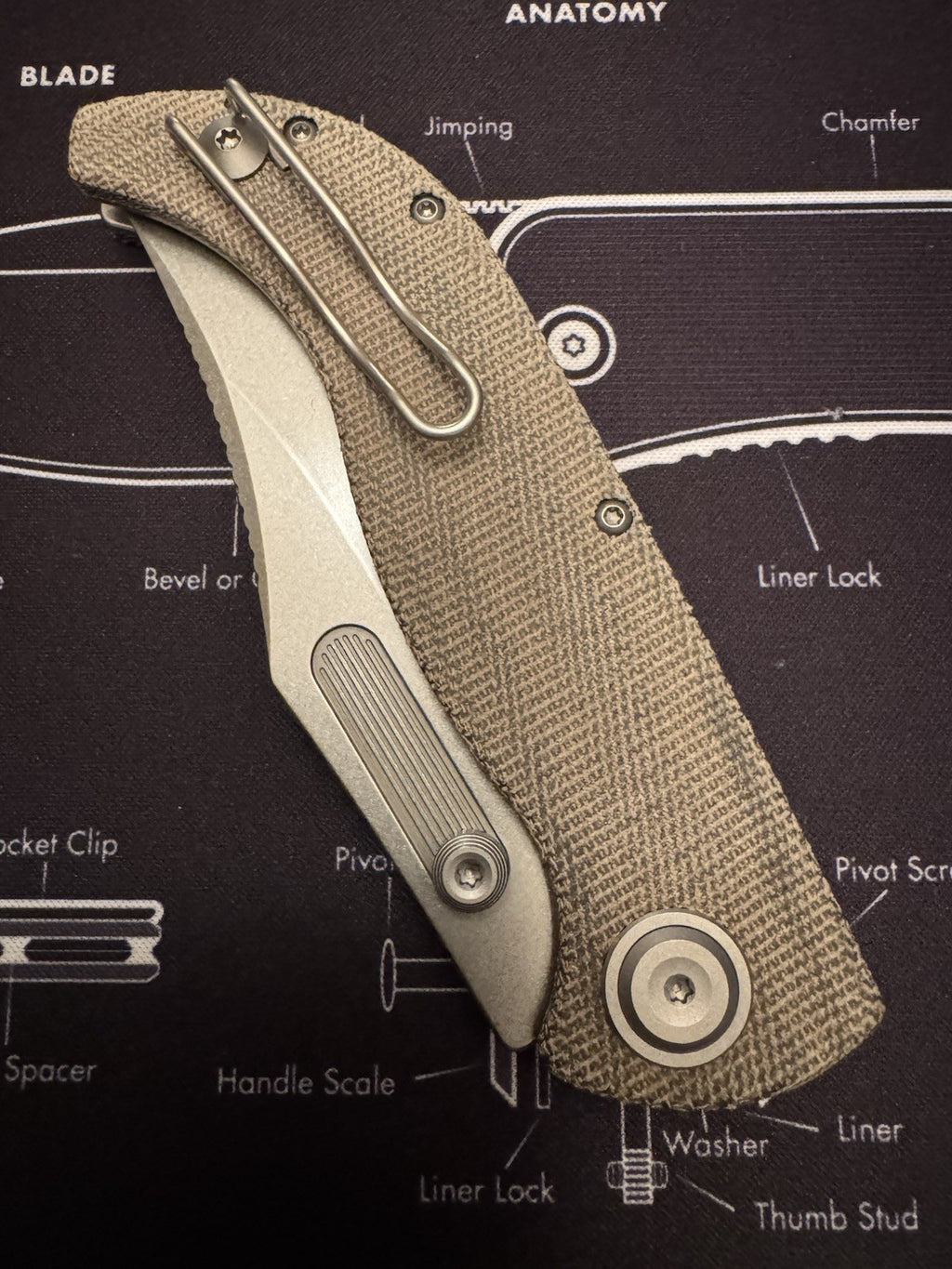 Vosteed Naga Top Liner Lock Knife Green Norplex UltreX Micarta (3.5" Satin)