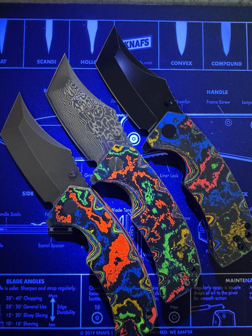 Ground Zero Set Of 3 Knives -  80s Camo Carbon